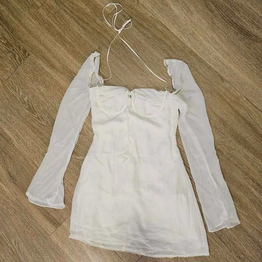 babydoll ivory chiffon halter mini dress 'Babydoll' Ivory Chiffon Halter Mini Dress